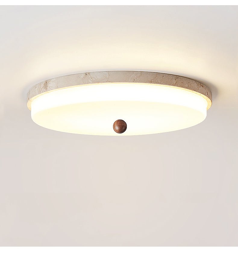 Travertine Orb Stone Flush Mount Ceiling Lamp Natural Yellow Travertine Bedroom Dining — 11 to 19 Inch — product view 7