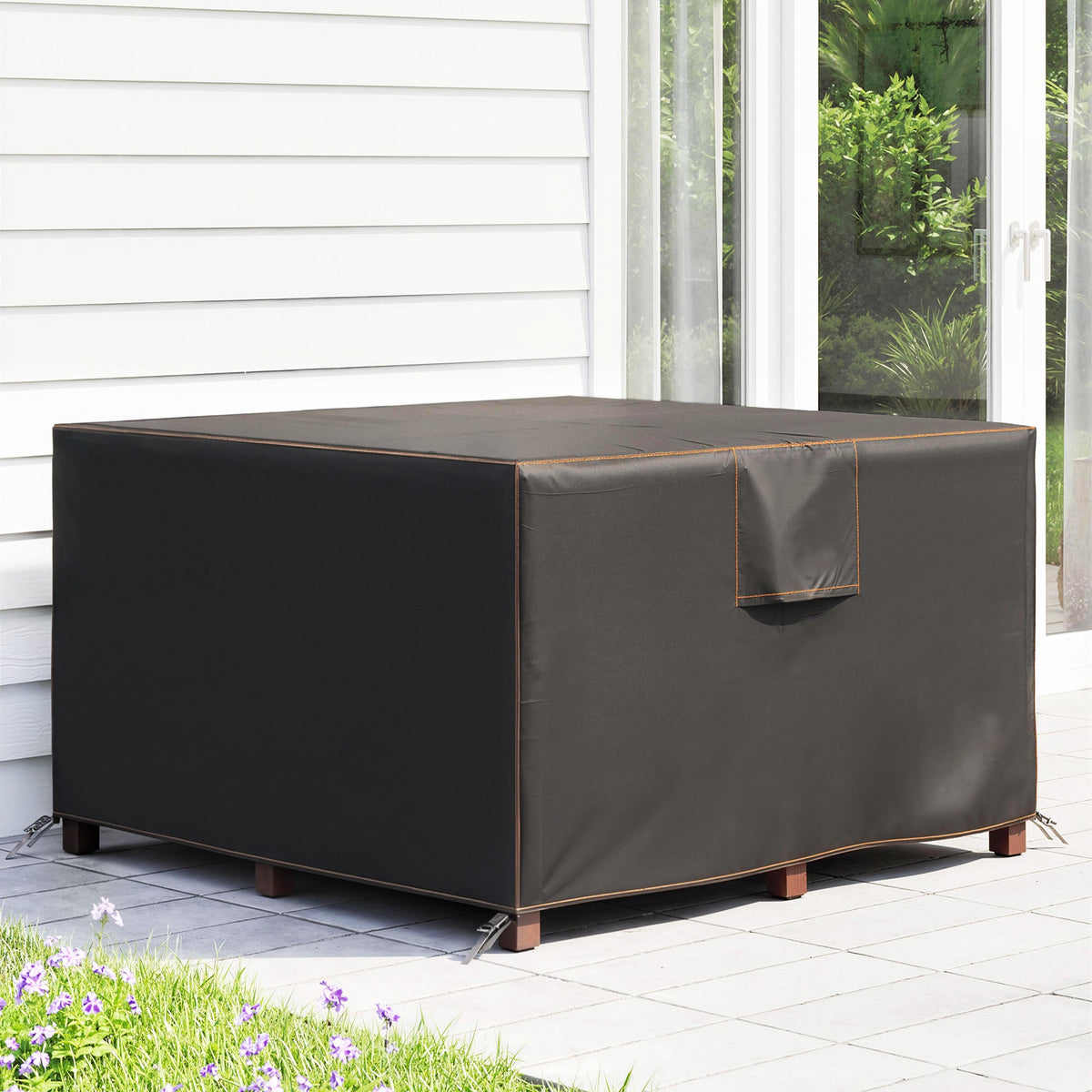 125 x 125 x 74 cm Garden Furniture Cover with Air Vent, Black — product view 4
