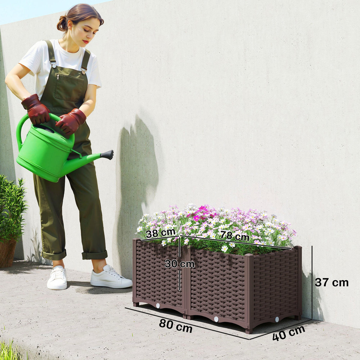 Self Watering Plastic Raised Garden Bed with Legs, 80 x 40 x 37 cm — product view 5