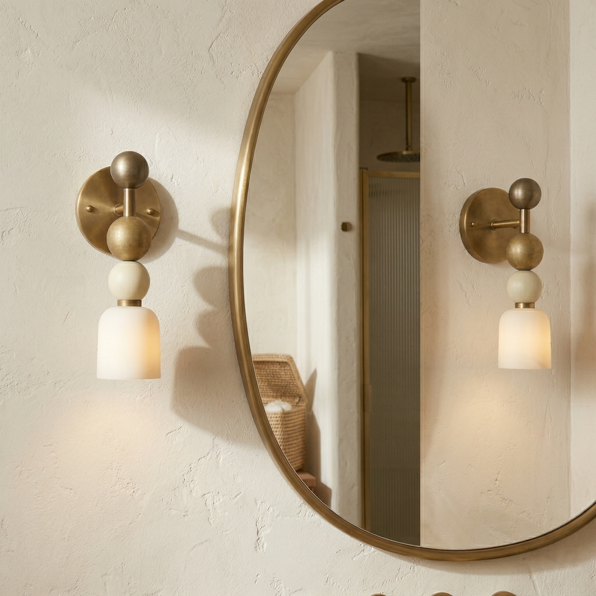 Flume Alabaster Wall Lamp Natural Stone LED Elongated Form Bedroom Living Room — 3 Size Options — product view 7
