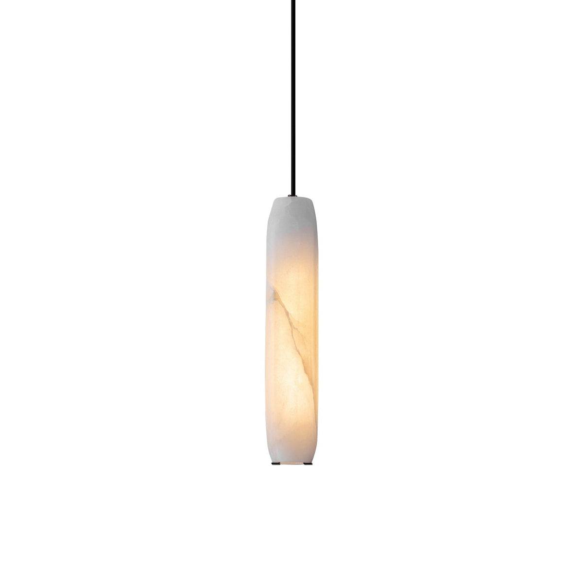 Alabaster Flute Pendant Light Brass Natural Stone E12 Dining Room Bedroom Hallway — 2.8 x 15 Inch — product view 1
