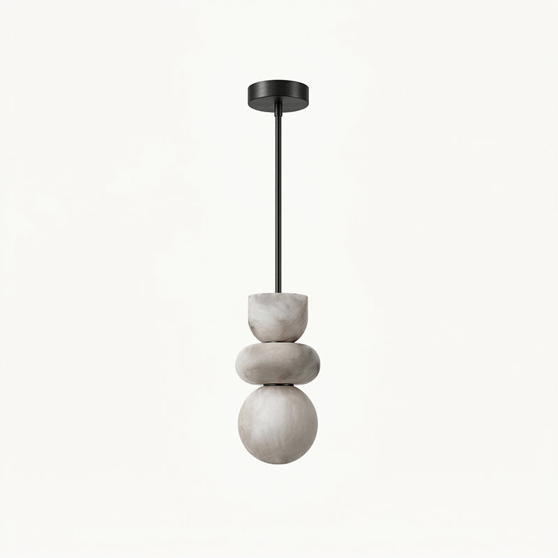 Alabaster Totem Pendant Lamp Stacked Natural Stone LED Warm White Dining Room Bedroom — 5 Configurations — product view 2