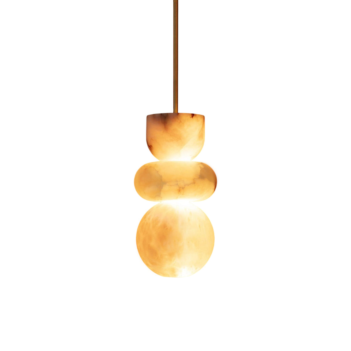 Alabaster Totem Pendant Lamp Stacked Natural Stone LED Warm White Dining Room Bedroom — 5 Configurations — product view 5