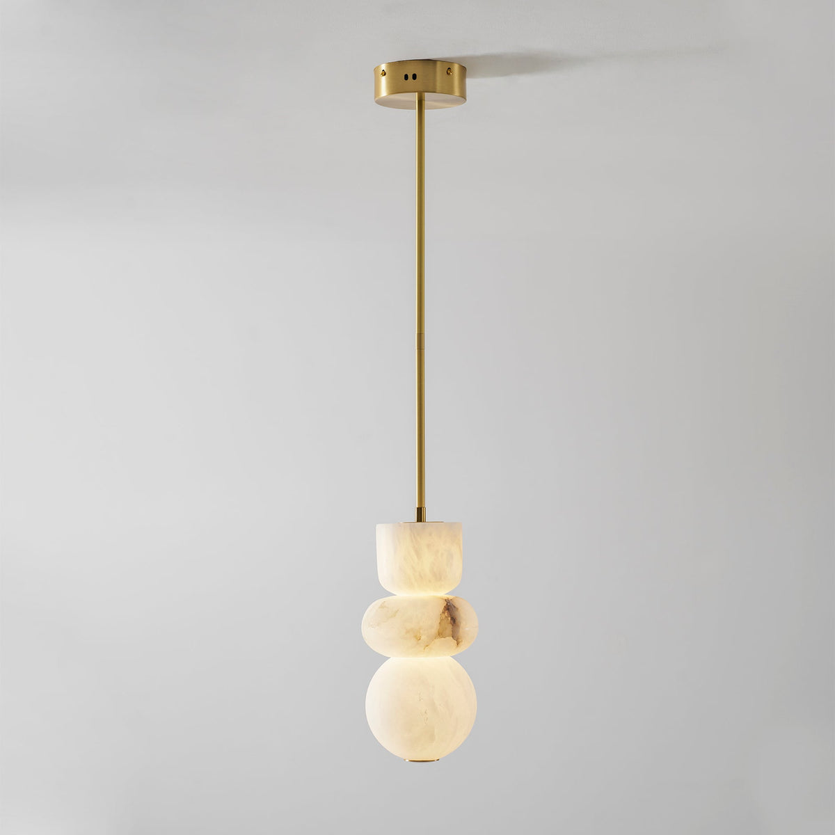 Alabaster Totem Pendant Lamp Stacked Natural Stone LED Warm White Dining Room Bedroom — 5 Configurations — product view 4