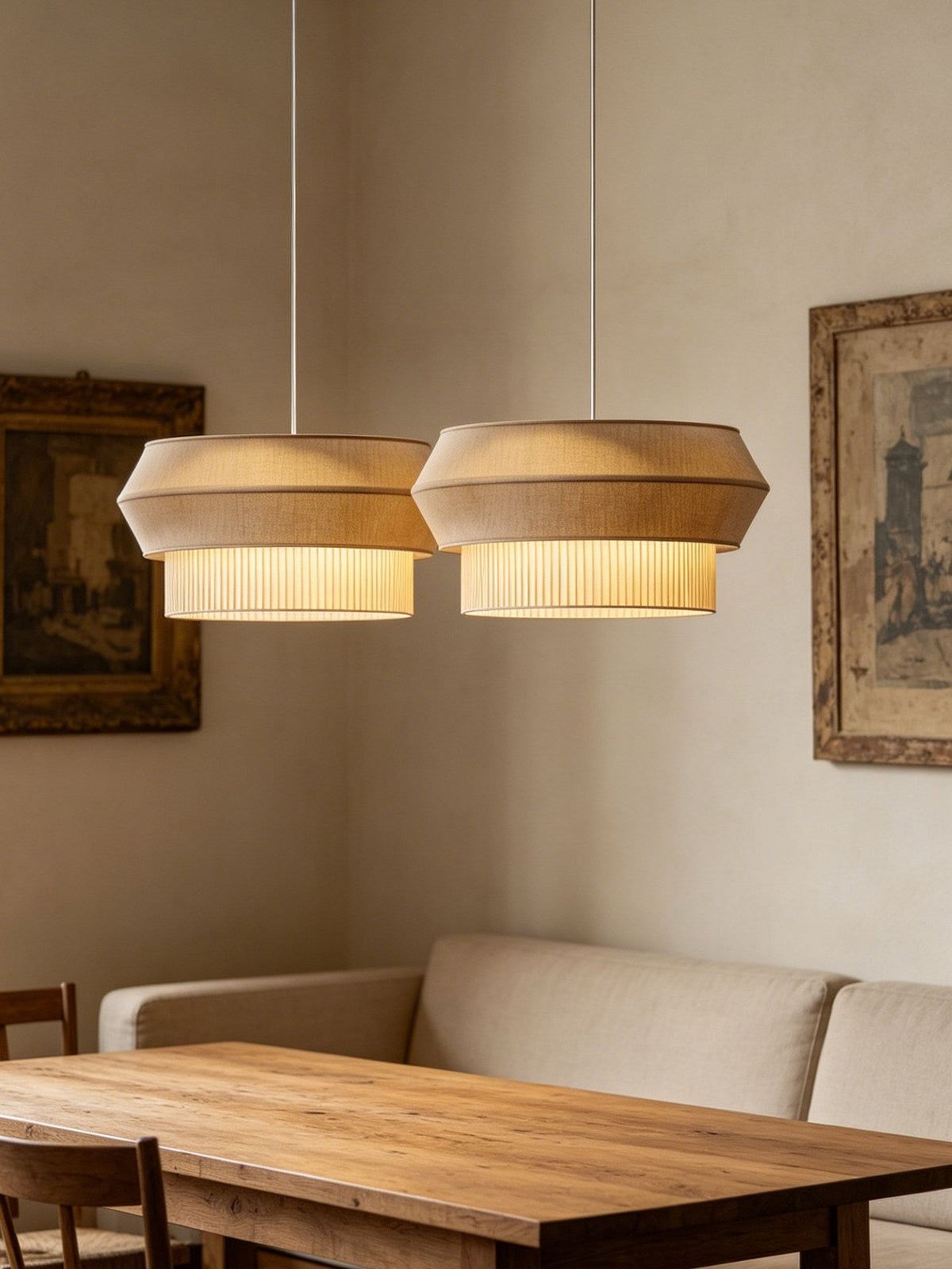 Alder Fluted Fabric Pendant Lamp — product view 2