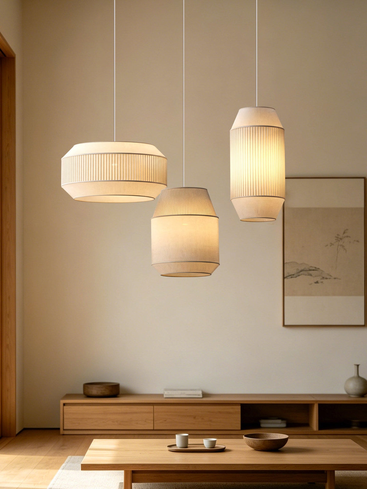 Alder Fluted Fabric Pendant Lamp — product view 6