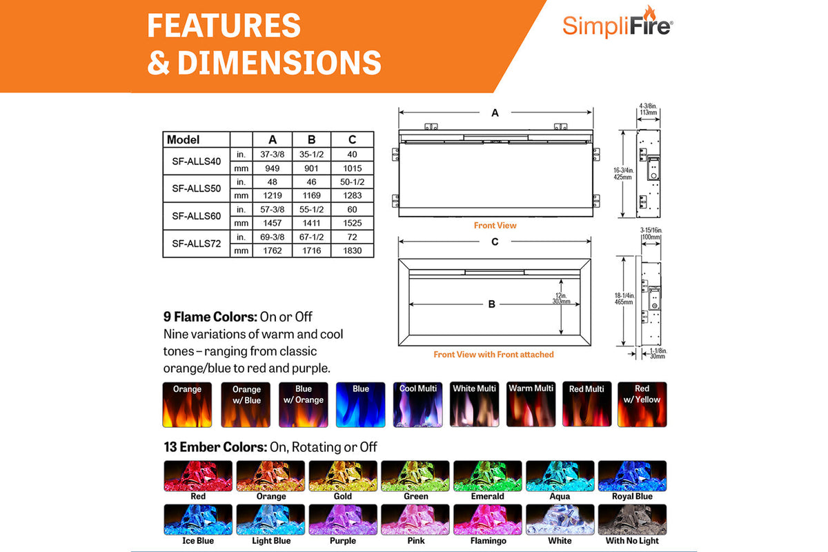 Simplifire Crestline Wall Mount Mantel Kit for Allusion Slim Fireplace (WMK-WH-ALLS50/60) — product view 3