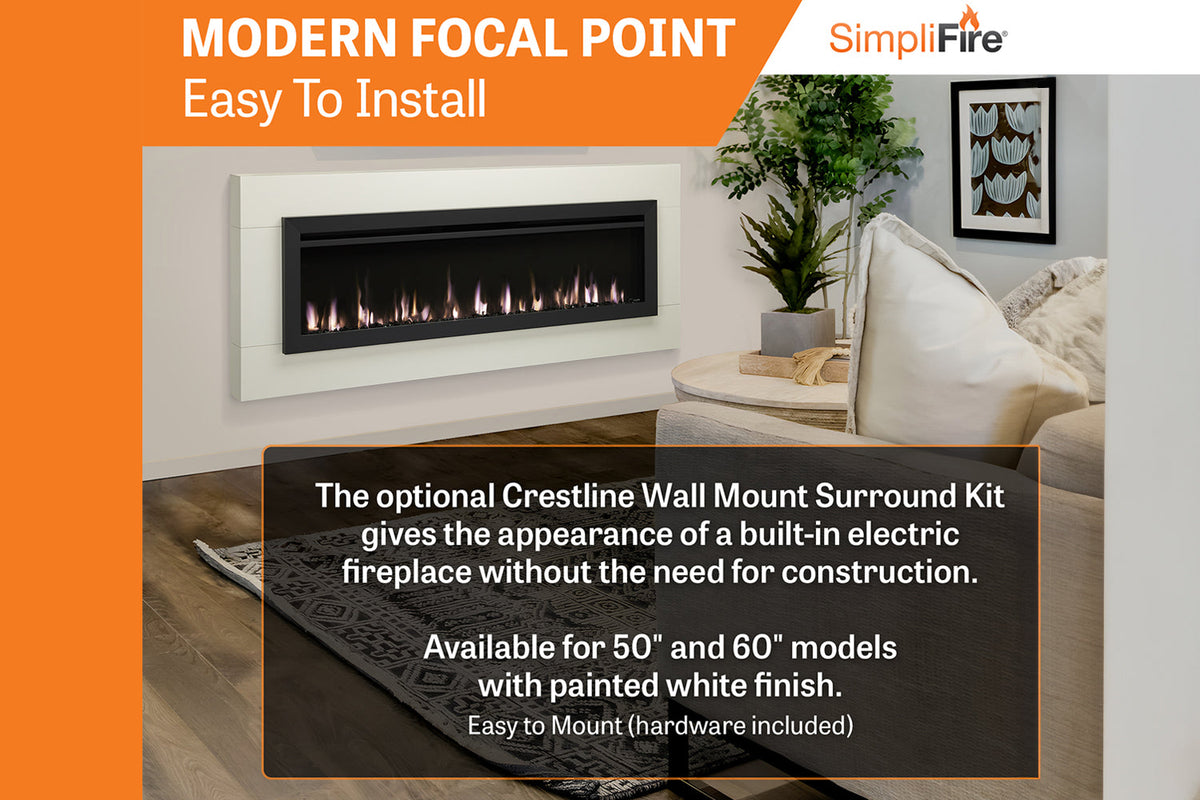 Simplifire Crestline Wall Mount Mantel Kit for Allusion Slim Fireplace (WMK-WH-ALLS50/60) — product view 2