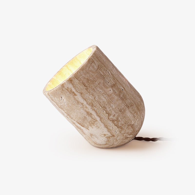 Mysilarae Tapered Block Travertine Table Lamp — product view 3