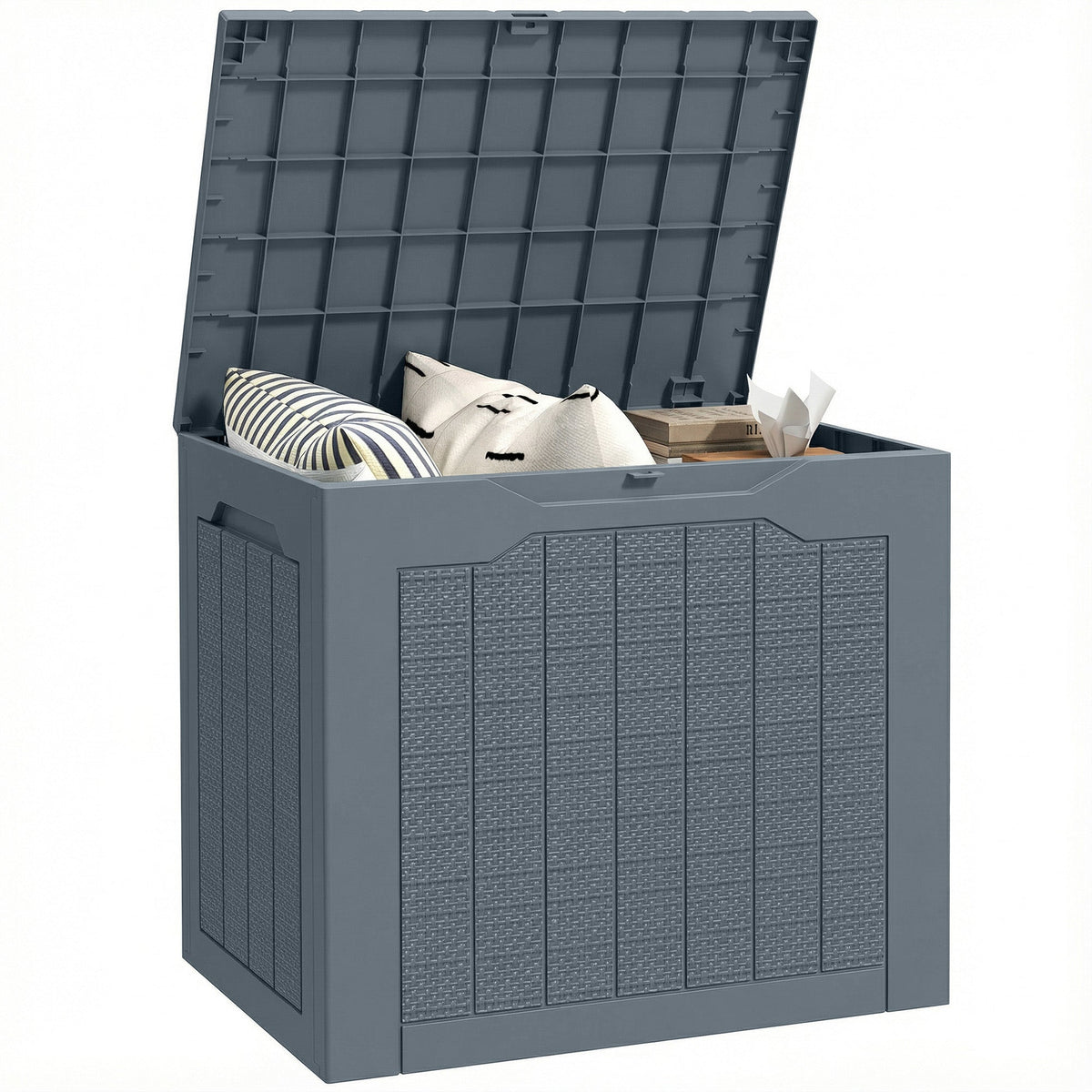 93L Plastic Garden Storage Box with Handles, Light Grey — product view 1