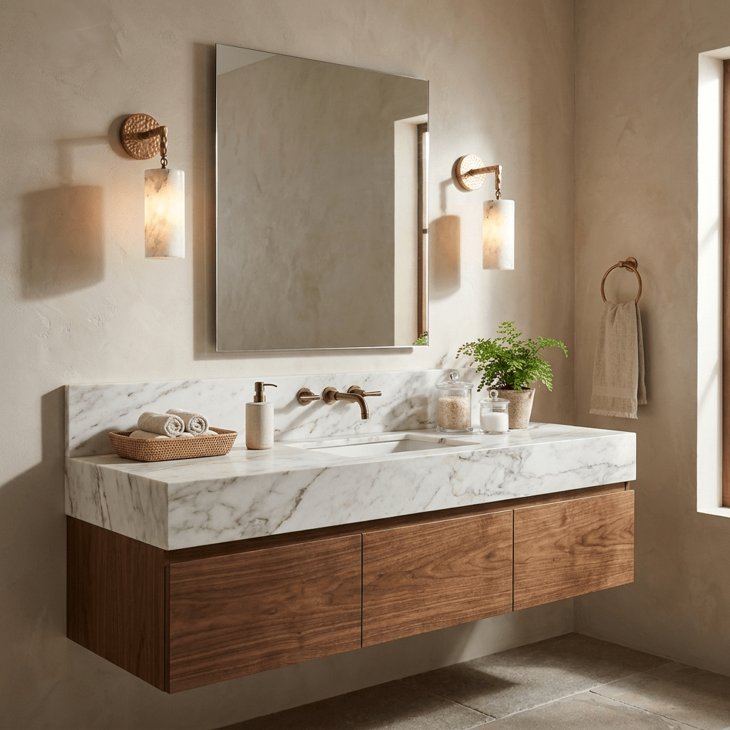 Anvil Hammered Alabaster Wall Sconce — product view 6
