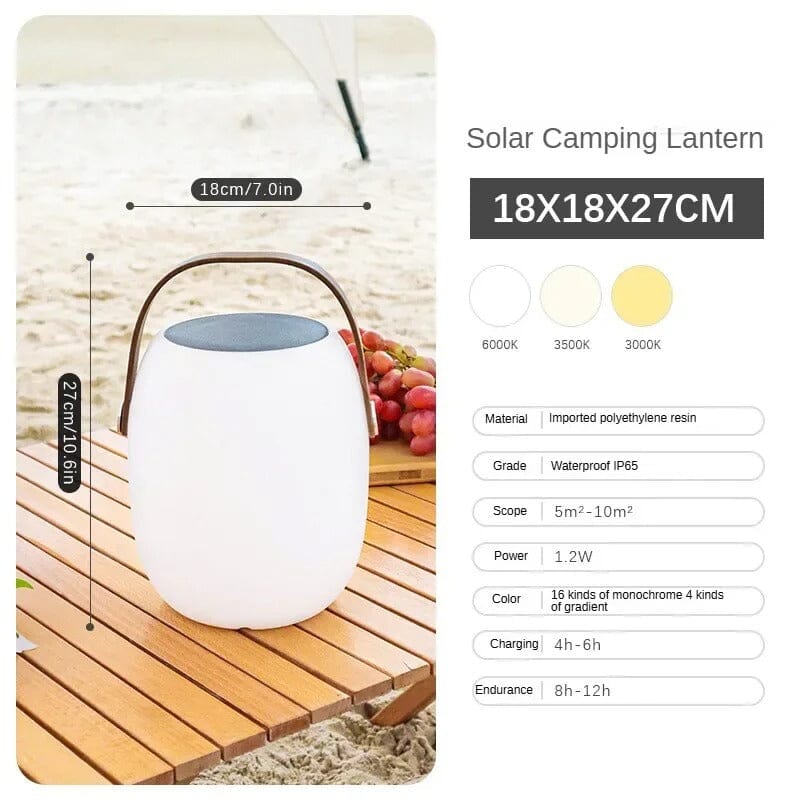 Solar Portable Outdoor Lantern Frosted Globe Warm White Gold Handle — Small Large — product view 1