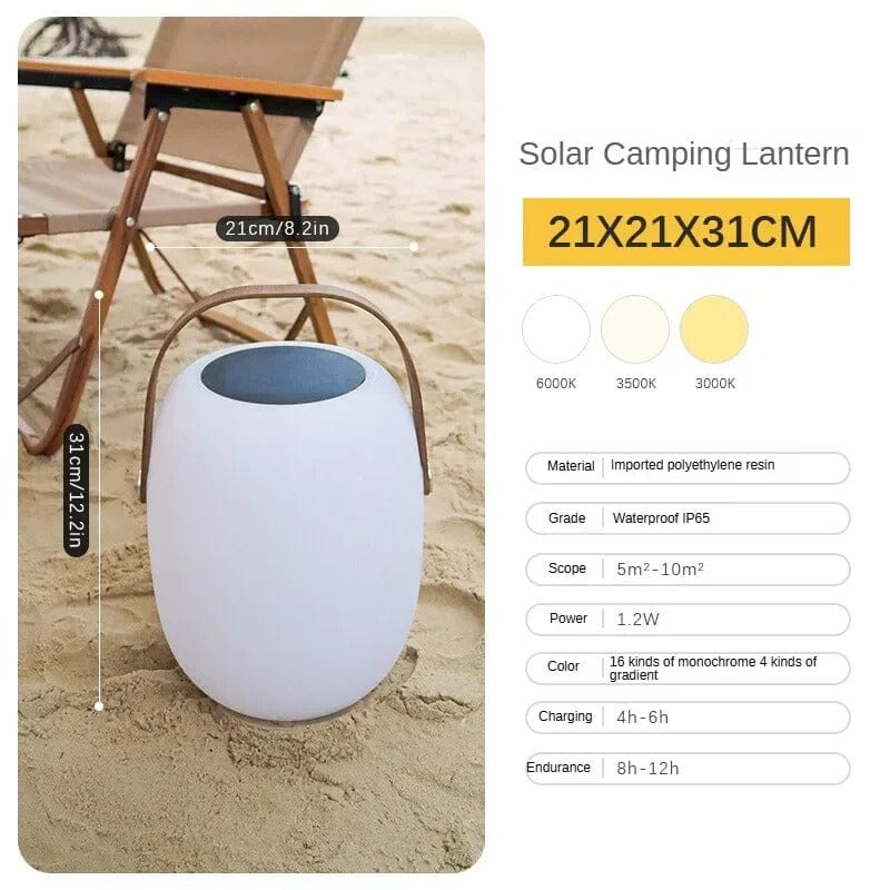 Solar Portable Outdoor Lantern Frosted Globe Warm White Gold Handle — Small Large — product view 2