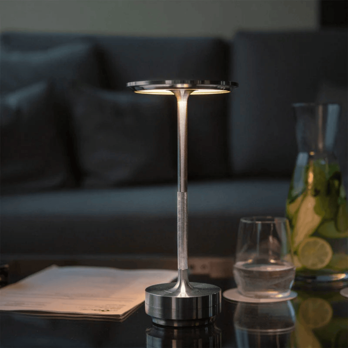 AuraTap Rechargeable Touch LED Desk Lamp Dimmable Bedside Office — Space Gray Silver Gold Black White — product view 1