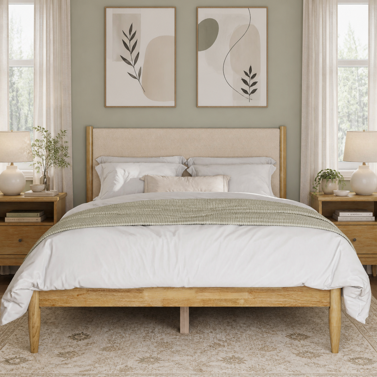 Grevane Scalpay Solid Wood Boucle Bed — product view 3