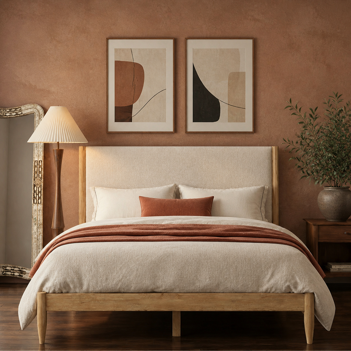 Grevane Scalpay Solid Wood Boucle Bed — product view 6