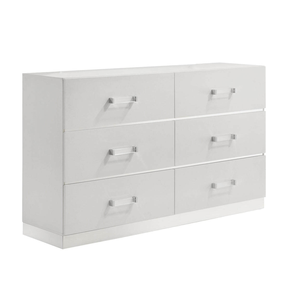 Europa Modern White Dresser with Silver Accents | Europa — product view 3