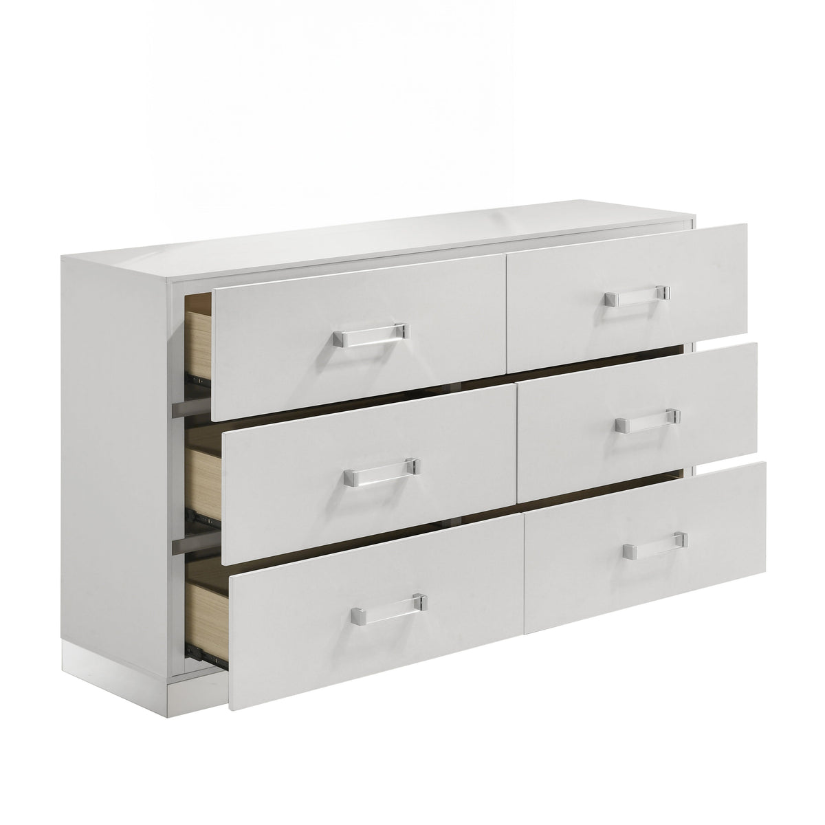 Europa Modern White Dresser with Silver Accents | Europa — product view 4