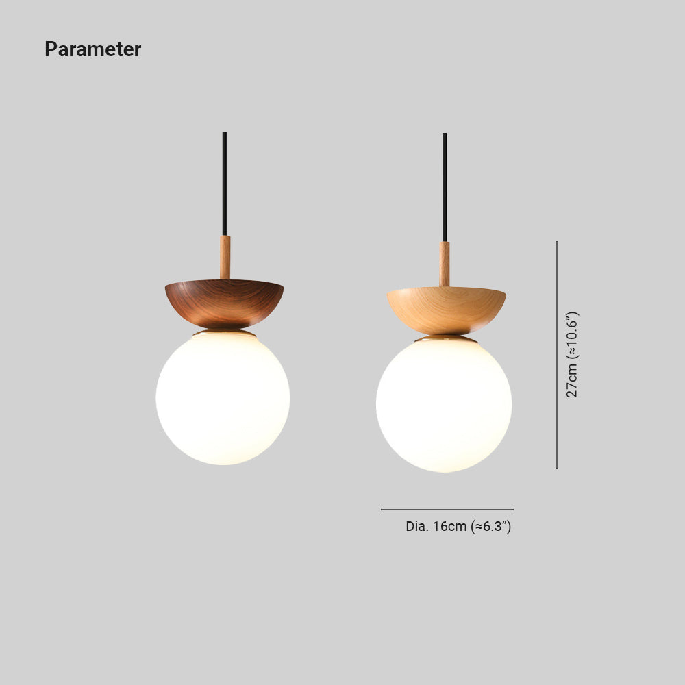 Valentina Nordic Japanese Glob LED Ceiling/Pendant Light Metal Glass Bedroom, Burlywood — product view 7