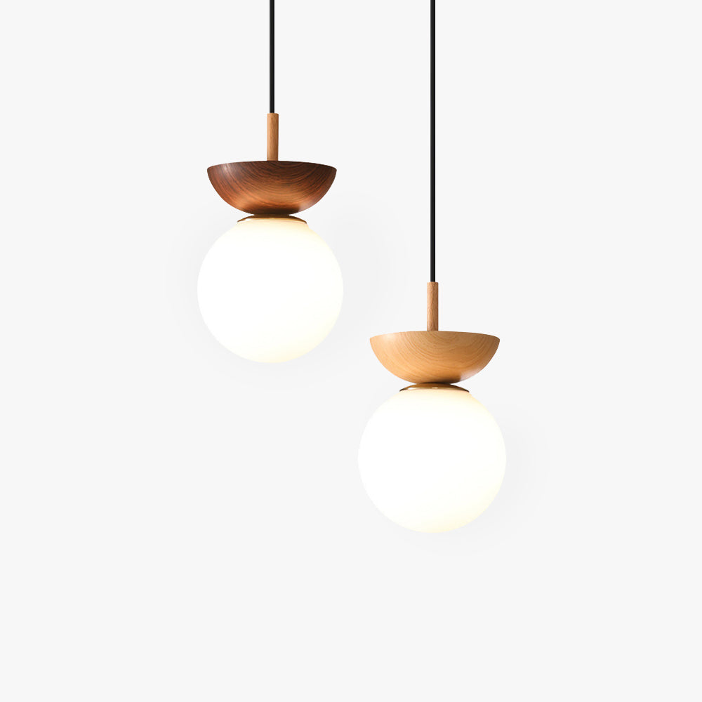 Valentina Nordic Japanese Glob LED Ceiling/Pendant Light Metal Glass Bedroom, Burlywood — product view 5