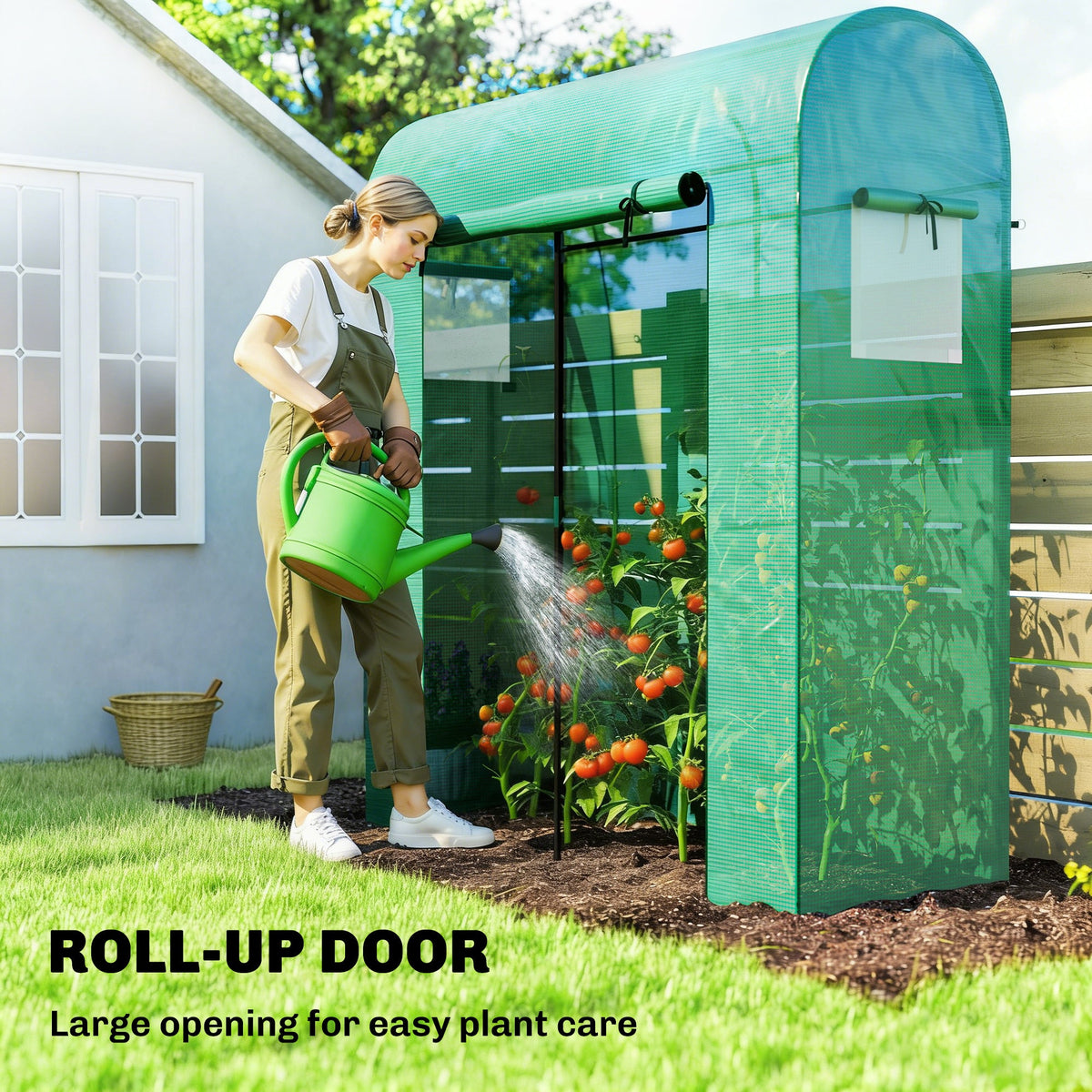 6' x 2' x 6.6' Mini Greenhouse with Roll-up Door, Green — product view 7