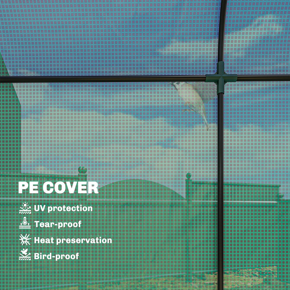 6' x 2' x 6.6' Mini Greenhouse with Roll-up Door, Green — product view 6