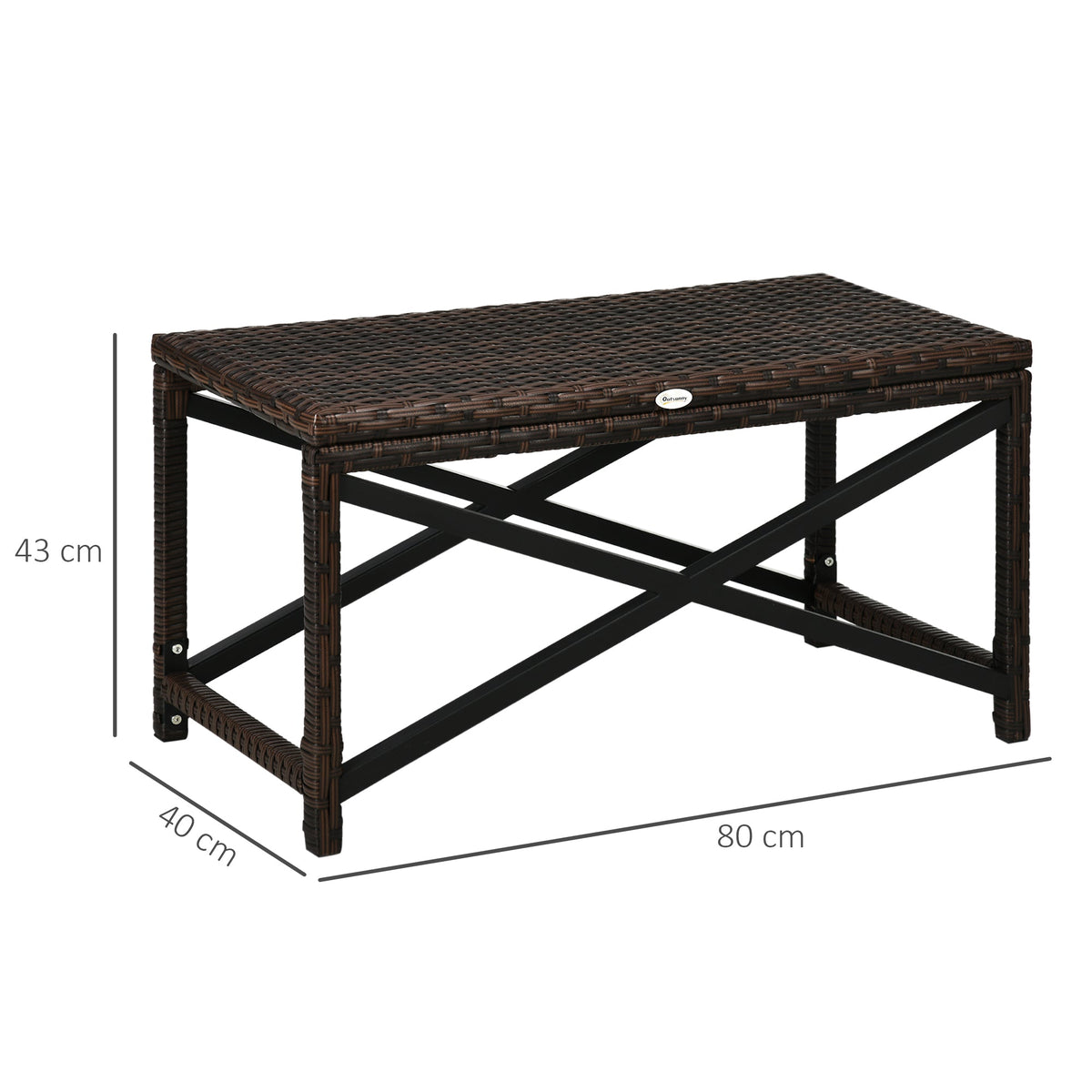 Outdoor PE Rattan Side Table with Plastic Board for Patio, Balcony, Mixed Brown — product view 5