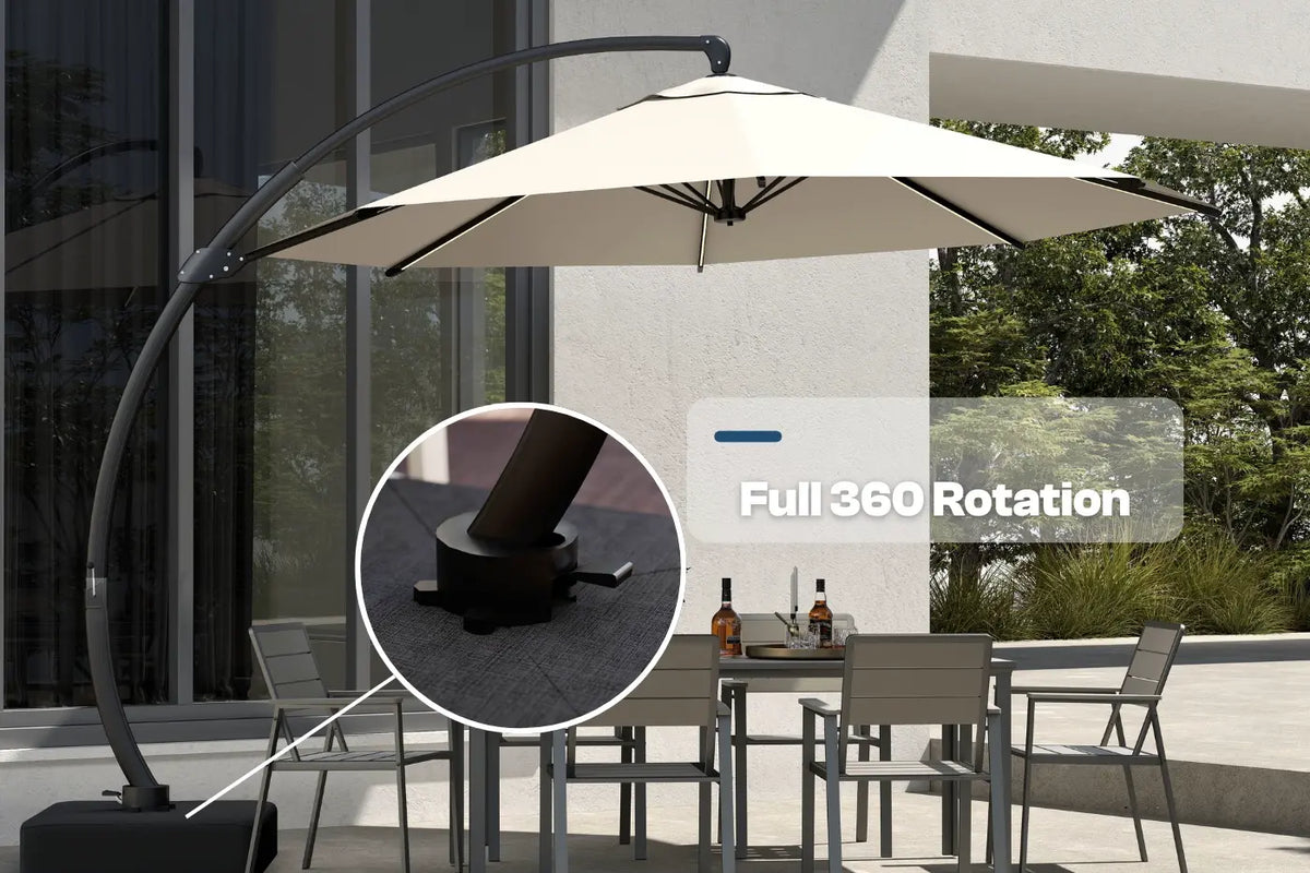 Lighted Cantilever Umbrella with Base — product view 4