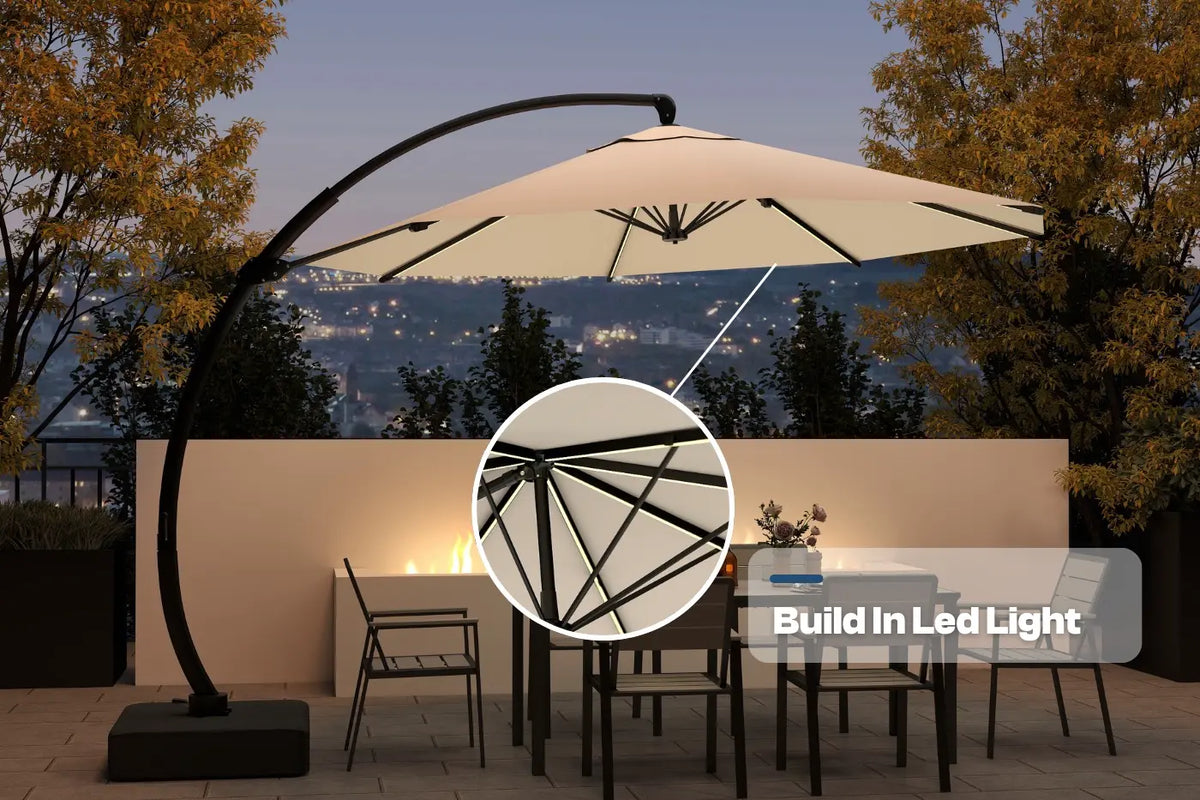 Lighted Cantilever Umbrella with Base — product view 5