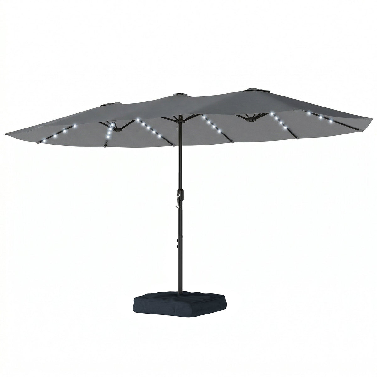 4.5 m Double-Sided Garden Parasol with LED Lights, Base & Sandbags, Grey — product view 2