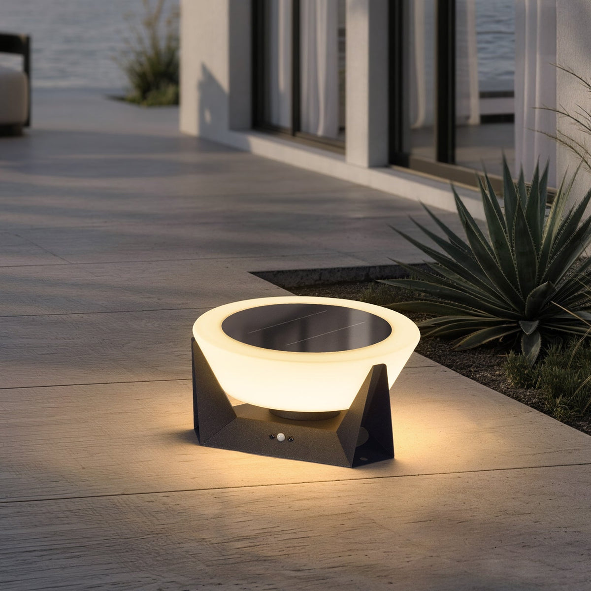 RIRZ HALO Solar Outdoor Floor Lamp LED Warm White Patio Garden Poolside — 18cm 28cm 38cm — product view 3