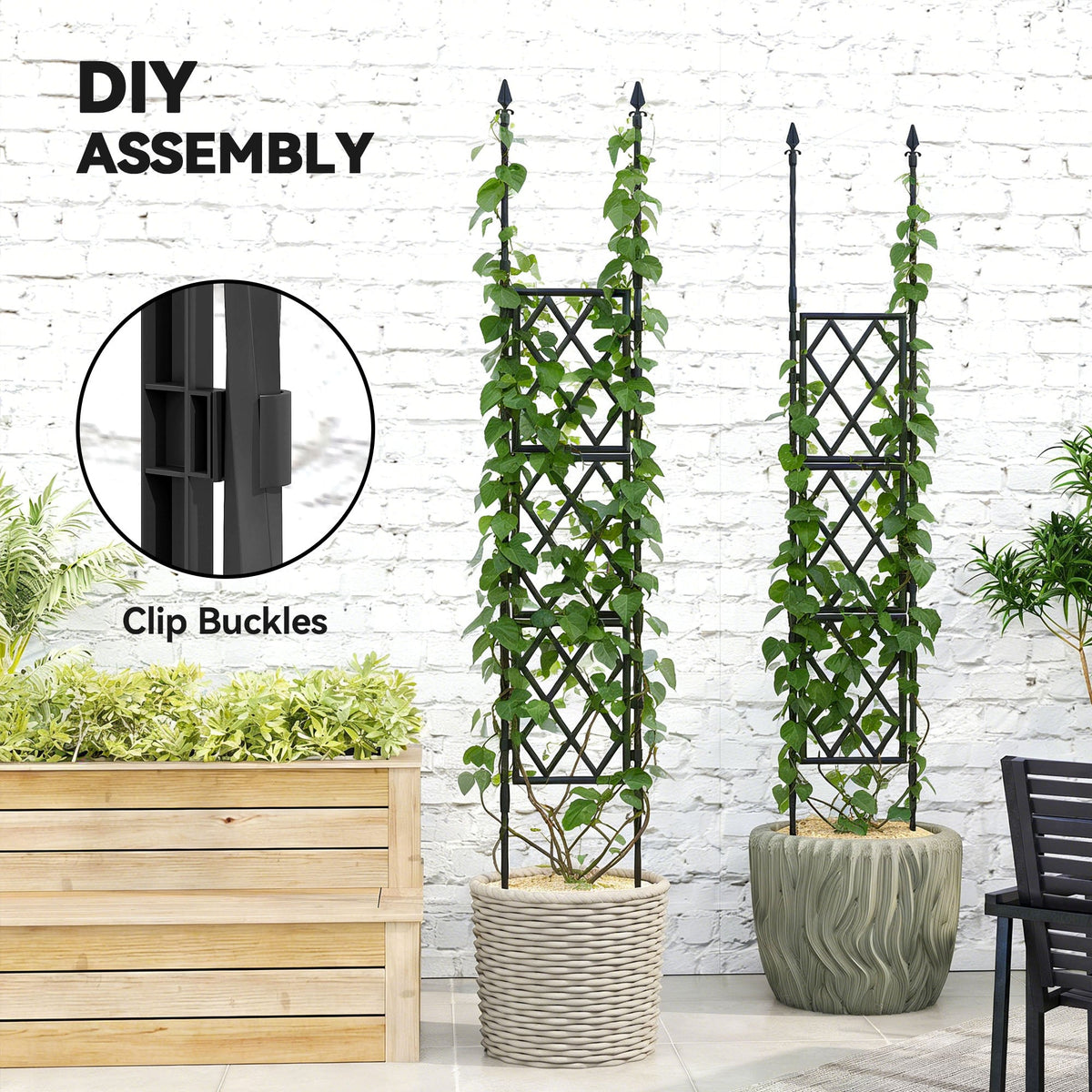 33.5 x 77.6 Inch Foldable Garden Trellis for Climbing Plants, Black — product view 7