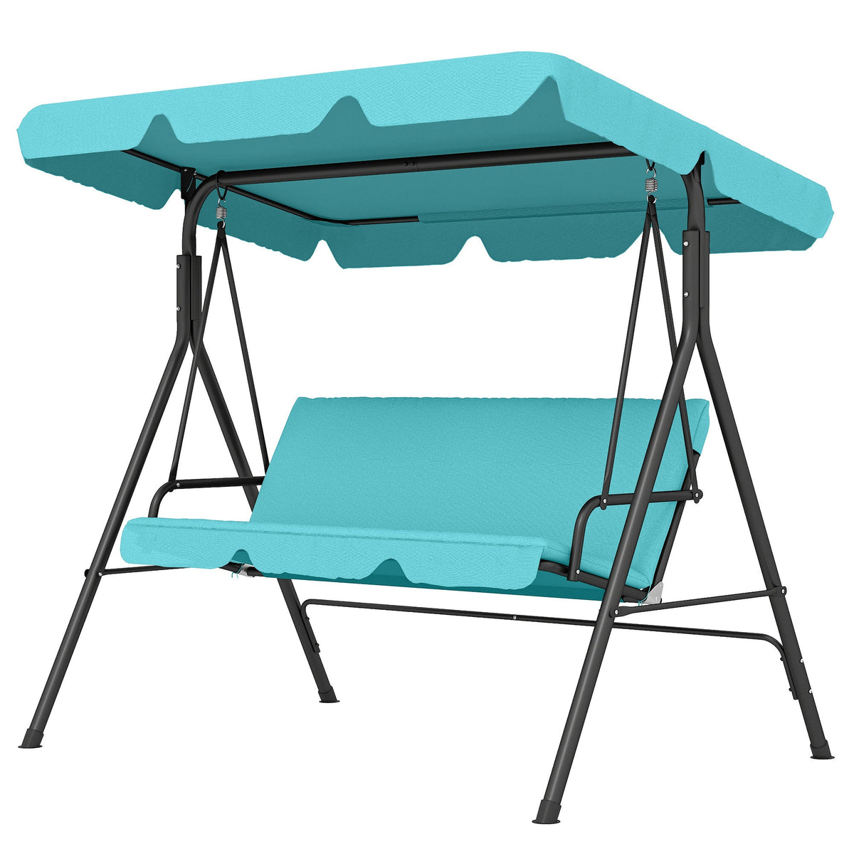3 Seater Garden Swing Chair with Adjustable Canopy & Padded Seat, Blue — product view 2