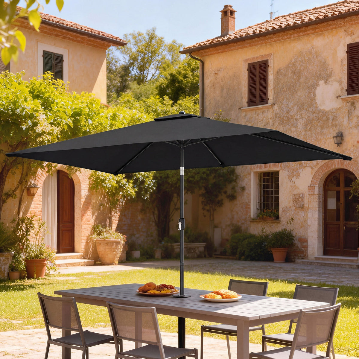 3 x 2 m Garden Parasol with Crank Handle and Tilt Function, Black — product view 4