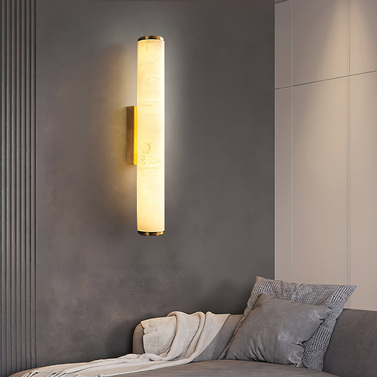 Callisto Alabaster Wall Sconce Natural Stone LED Luxury Bedroom Living Room — 5 Size and Finish Options — product view 5