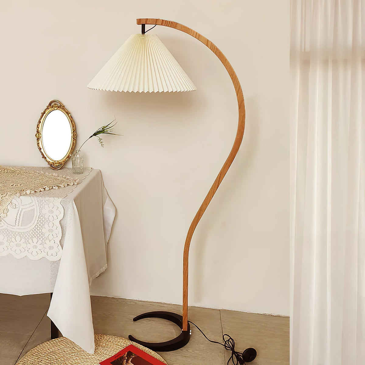 Caprani Arc Floor Lamp Natural Stone Resin LED Warm Light Living Room Bedroom — Multiple Finishes — product view 5