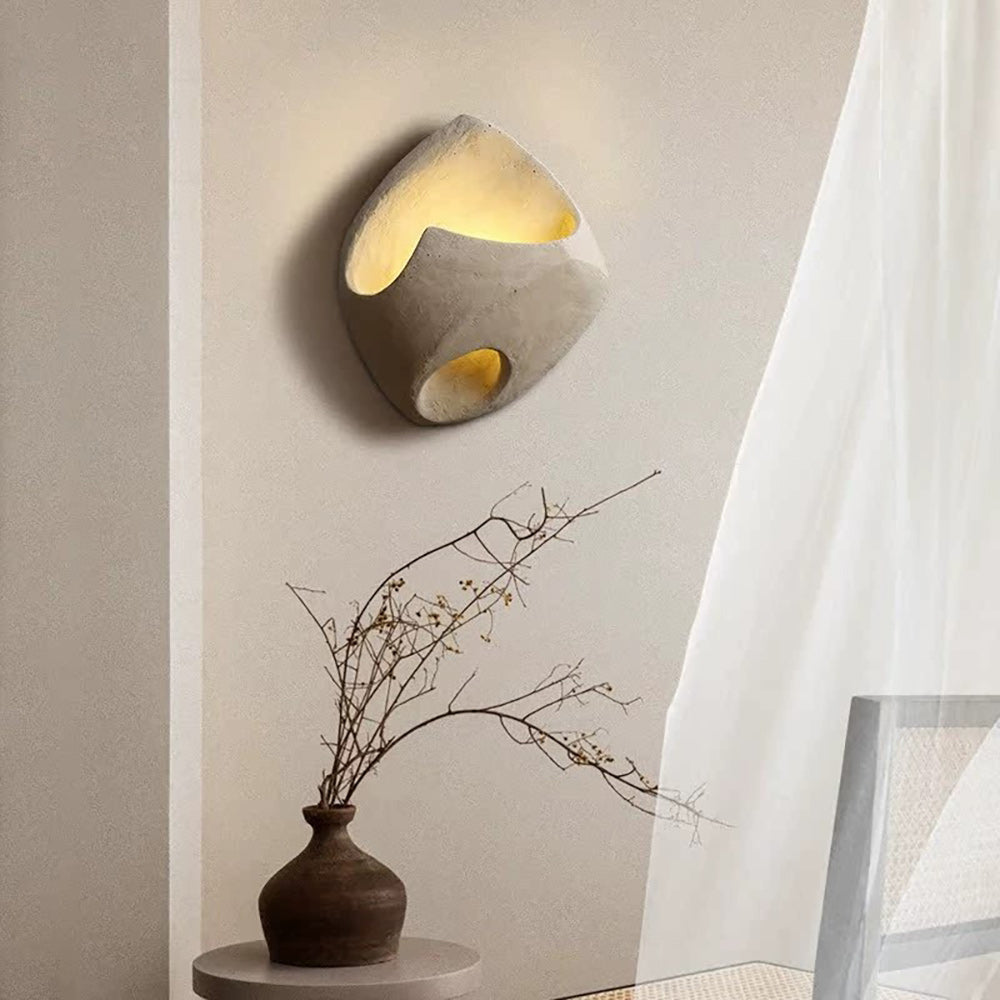 Cement Hollow Wall Lamp Minimalist Handcrafted LED Bedroom Living Room Bathroom — 3 Sizes Grey Black — product view 6