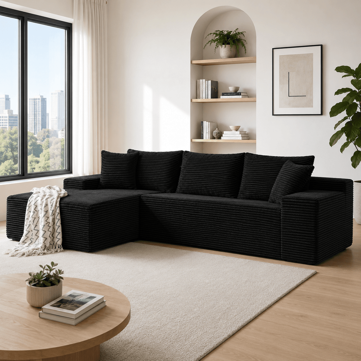 Cloud Sofa | 105" Reversible L-Shape Corduroy Sectional with Chaise — product view 4