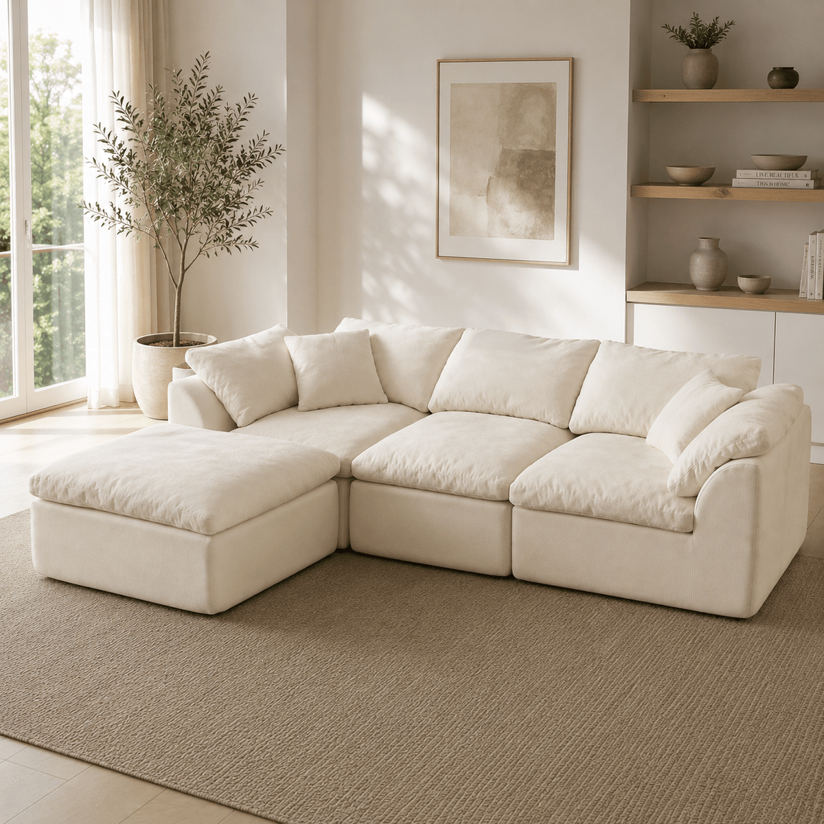 Flex Sofa | 109" Chenille Deep Seat Sectional With Ottoman — product view 1