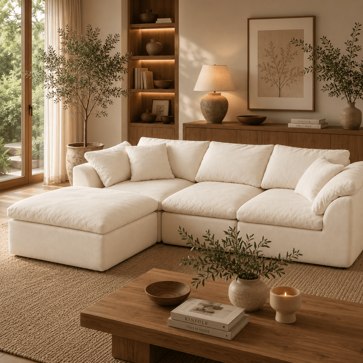 Flex Sofa | 109" Chenille Deep Seat Sectional With Ottoman — product view 2