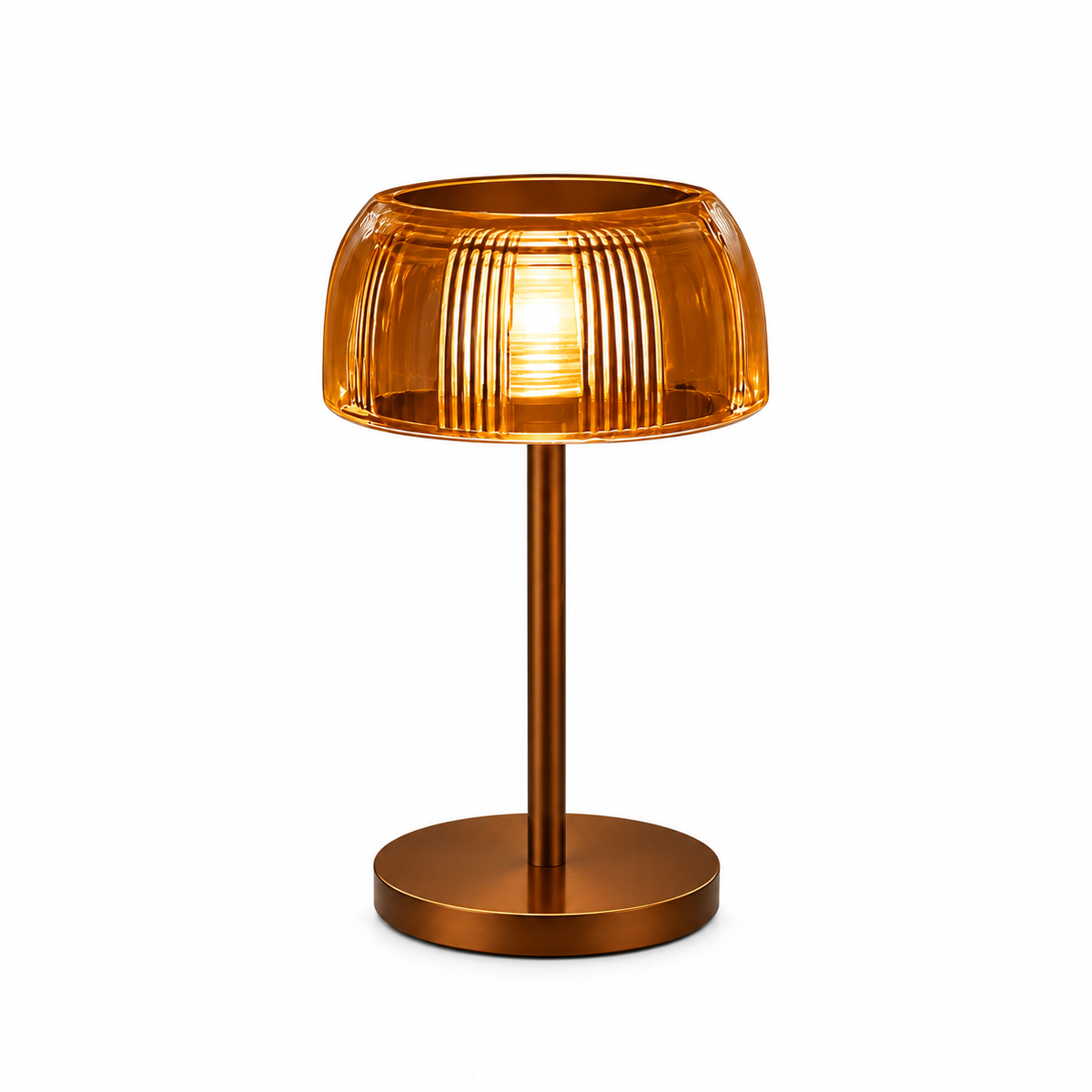 Calder Fluted Glass Cordless Table Lamp Touch Dimmable Bedside Light — product view 1