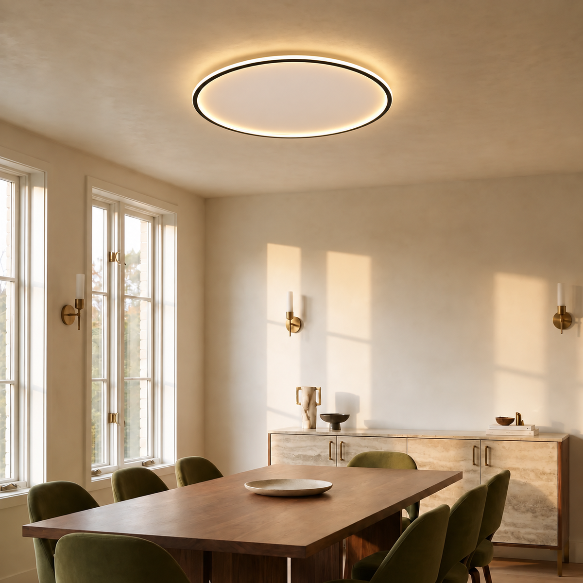 Norvale Black Round Halo Ceiling Light Minimalist Flush Mount for Living Rooms — product view 3