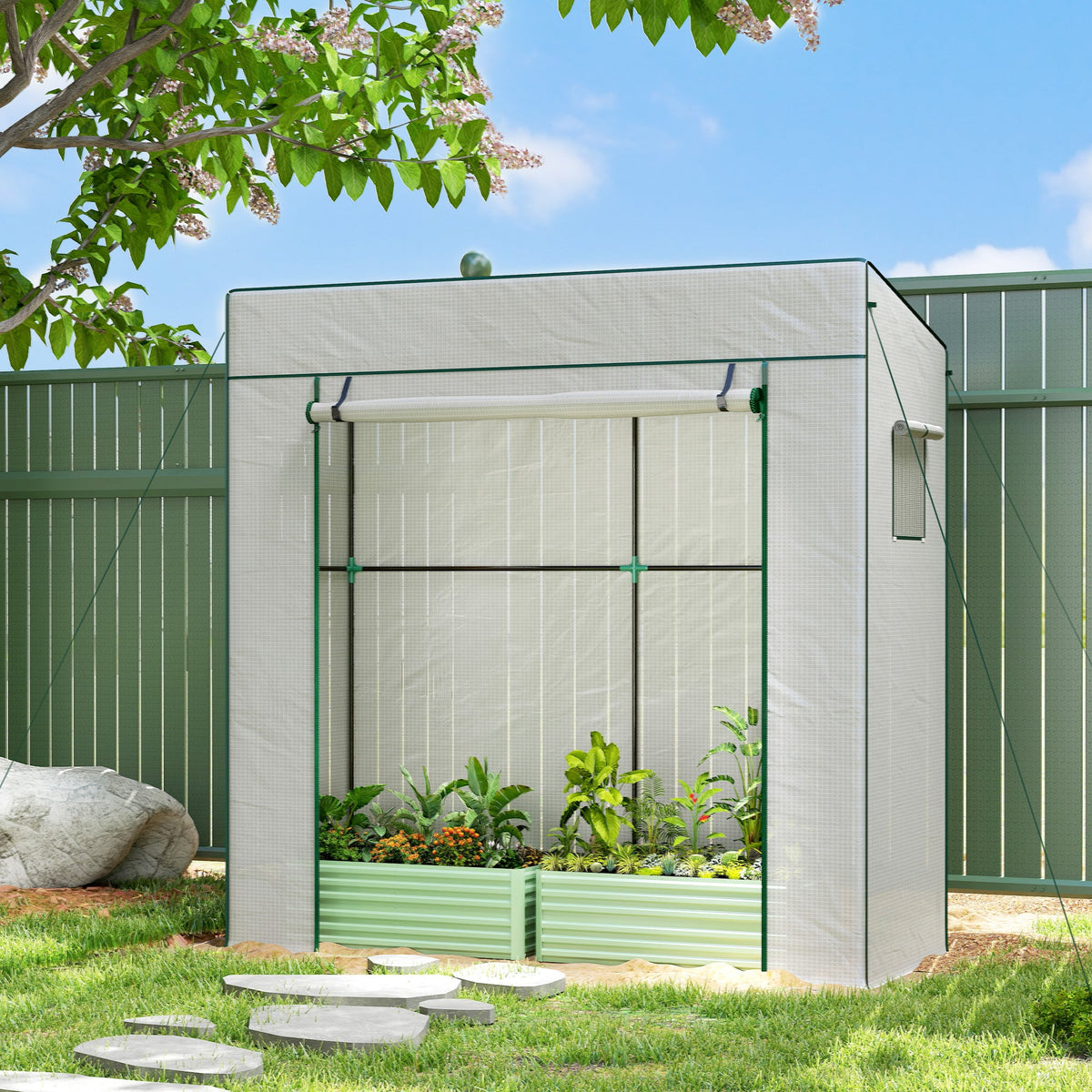 77.2" x 30.3" x 77.6" Lean-to Tomato Greenhouse, White — product view 3