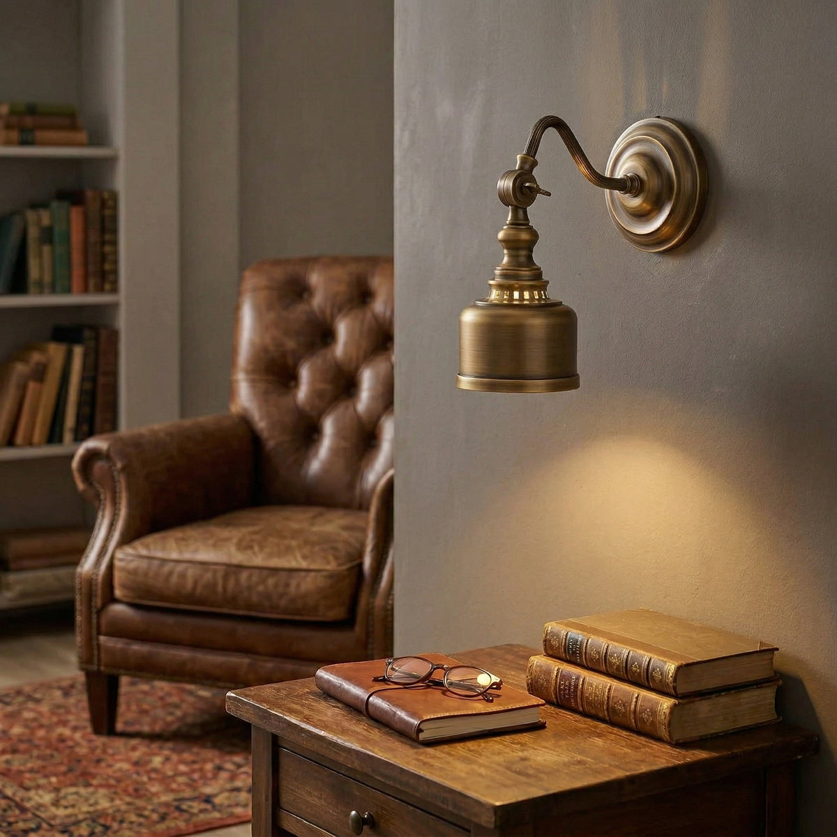 Addison Gooseneck Wall Lamp Adjustable Brass Arm LED Warm White Reading Bedroom Office — product view 6