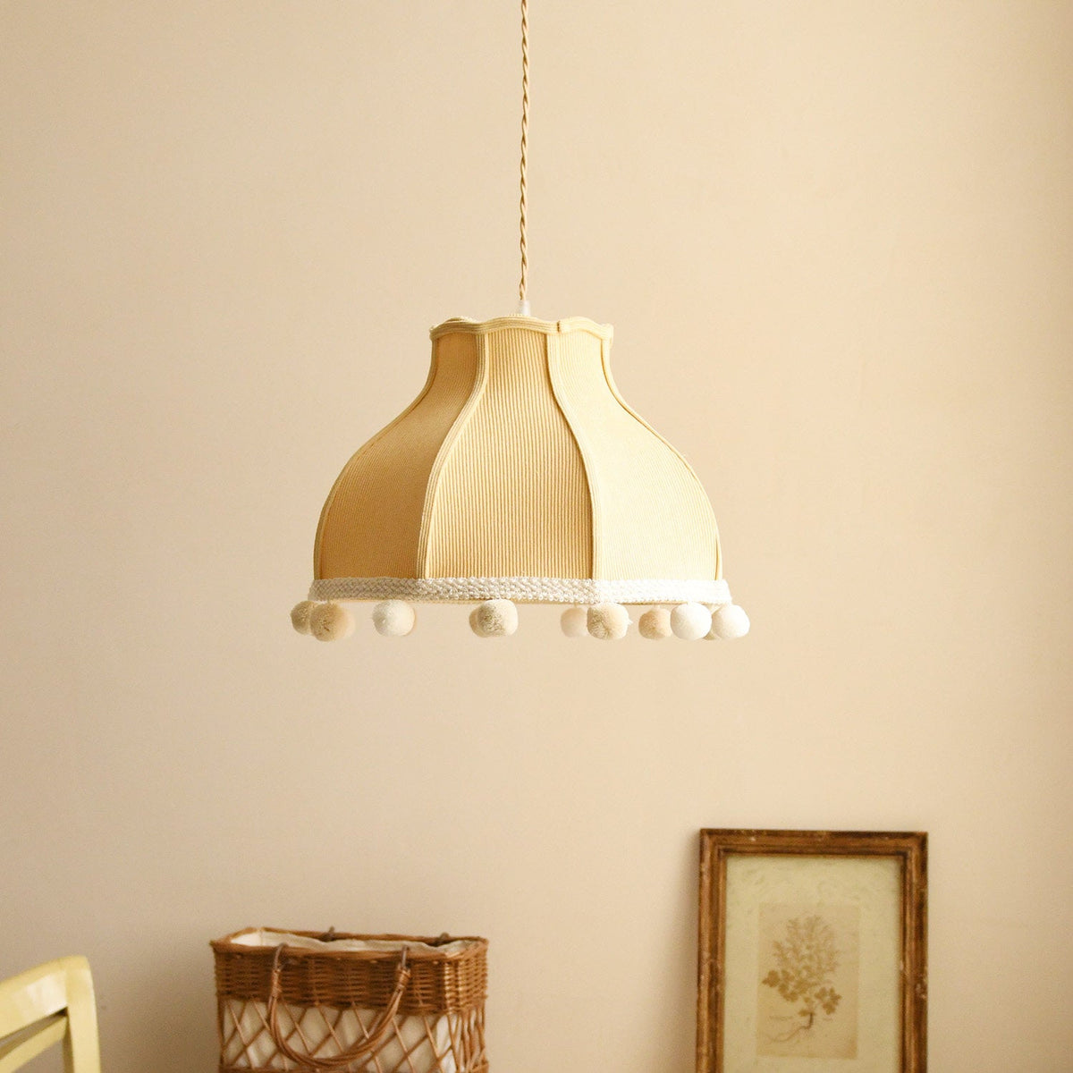 Clover Pom-Pom Trim Pendant Light — product view 2