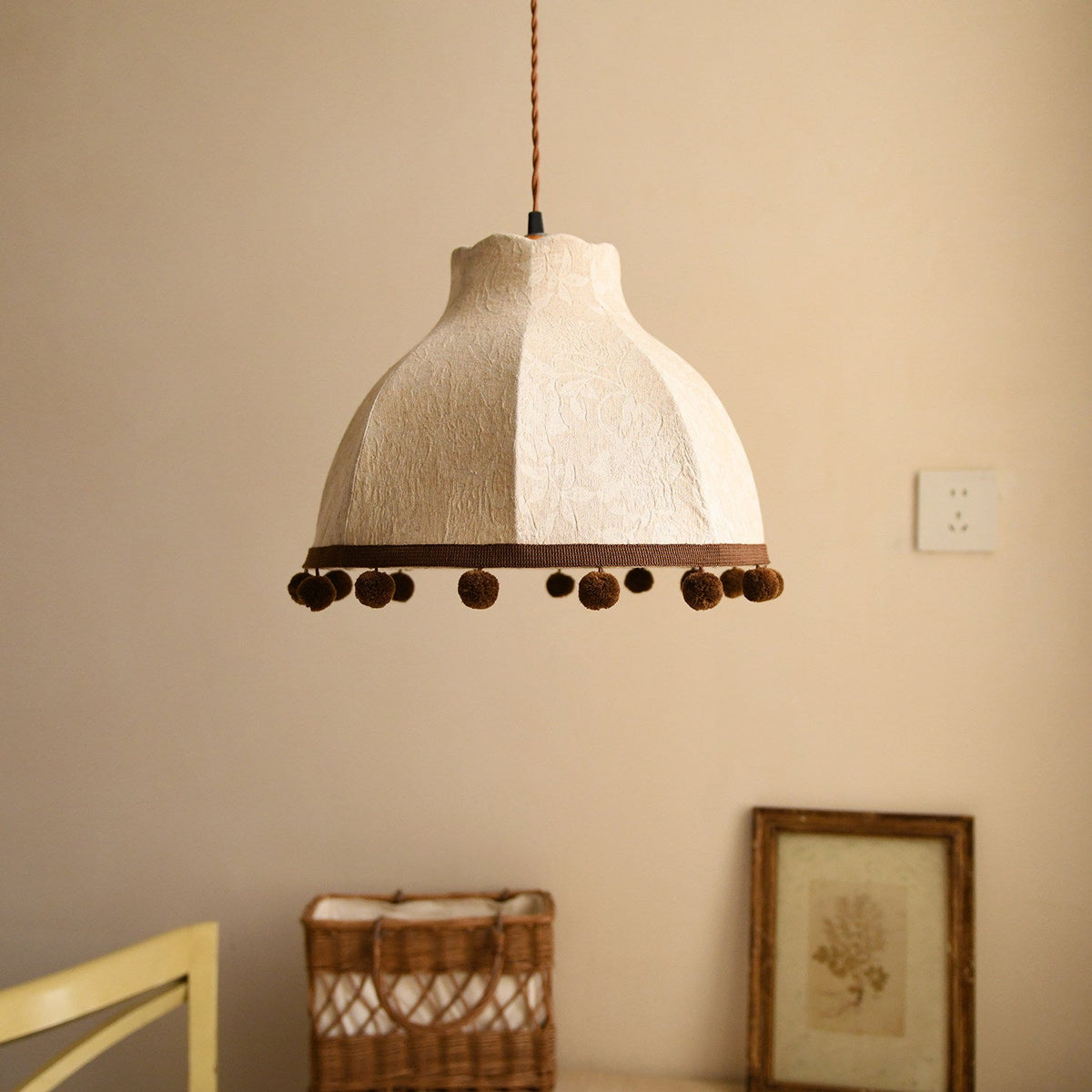 Clover Pom-Pom Trim Pendant Light — product view 3