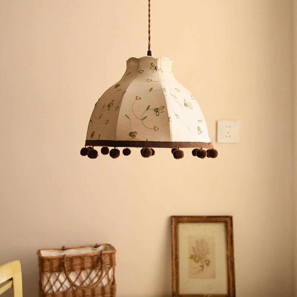 Clover Pom-Pom Trim Pendant Light — product view 4