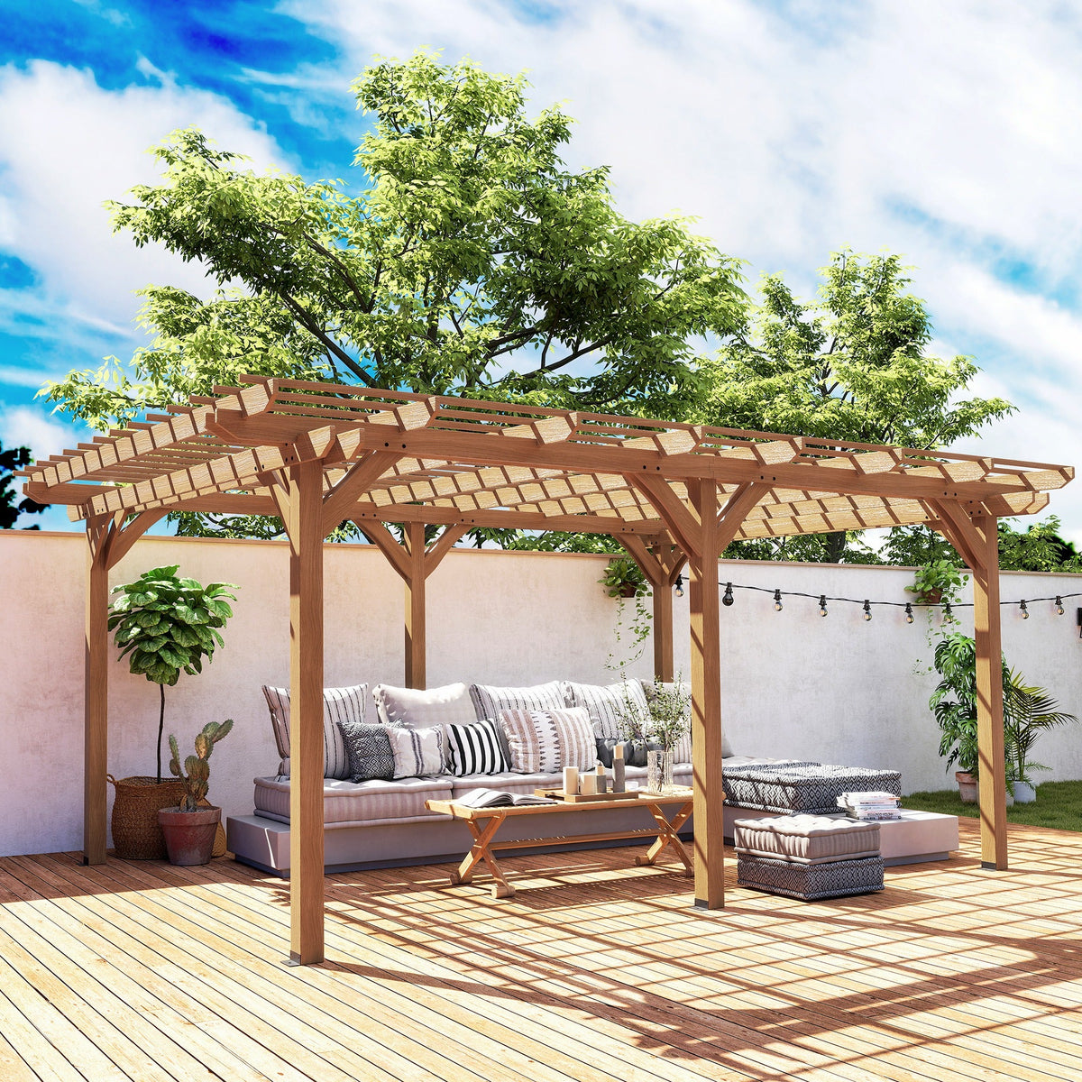 PerArbor 12' x 16' Wood Pergola for Climbing Plants at Garden, Backyard, Brown — product view 2