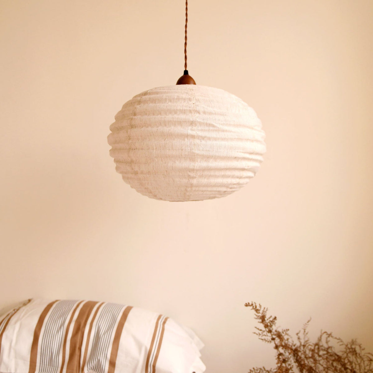 Cocoon Ribbed Sphere Pendant Light — product view 6