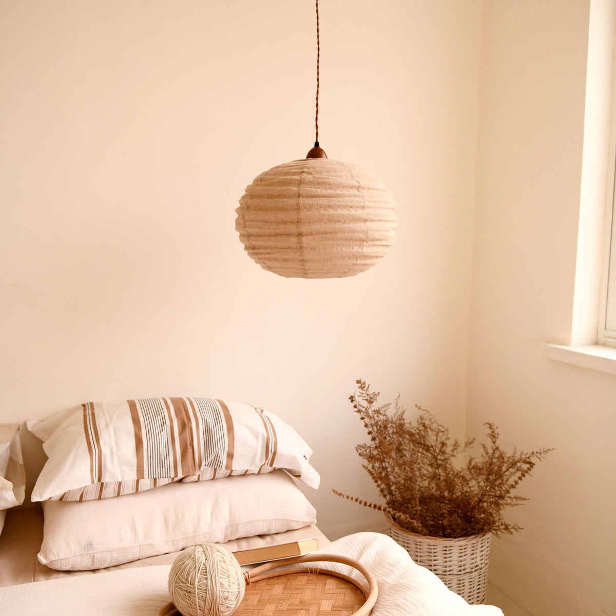 Cocoon Ribbed Sphere Pendant Light — product view 2